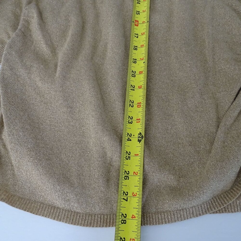 Banana Republic Gold Metallic Long Sleeve Sweater Women Size L With Side Ruching - Picture 11 of 11